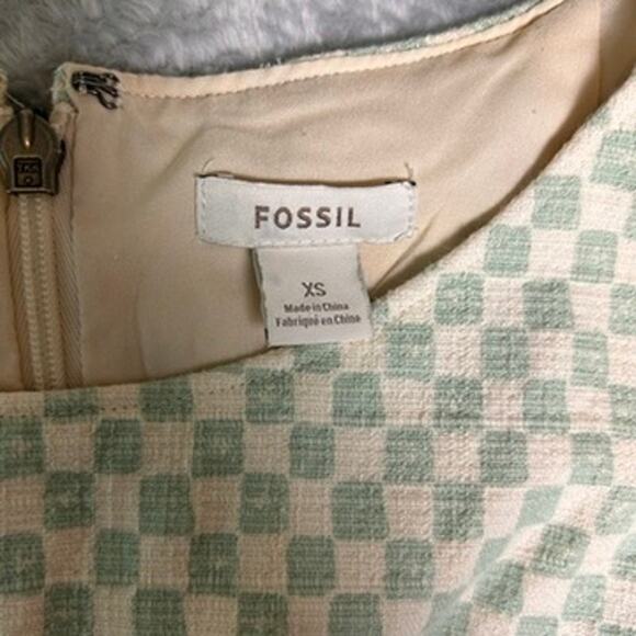 Fossil Checkered Mini Dress Womens XS Pastel Cottagecore Preppy Mod Retro 60s - Picture 4 of 8